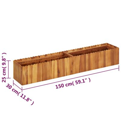 vidaXL Garden Raised Bed 59"x11.8"x9.8" Solid Acacia Wood