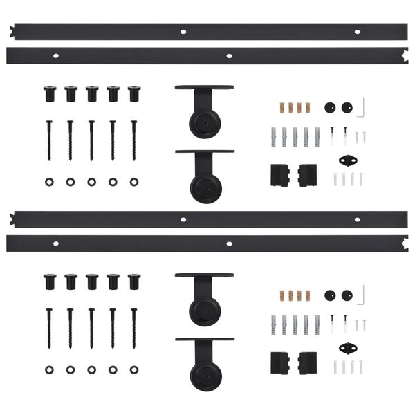 vidaXL Sliding Door Hardware Kits 2 pcs 72.0 " Steel Black (2x145262)