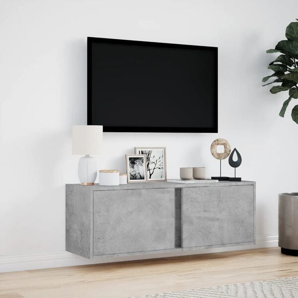 vidaXL TV Wall Cabinet Concrete Grey Engineered Wood 39.4 in