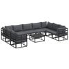 vidaXL Garden Sofa Set with Cushion 10 pcs Black Aluminium