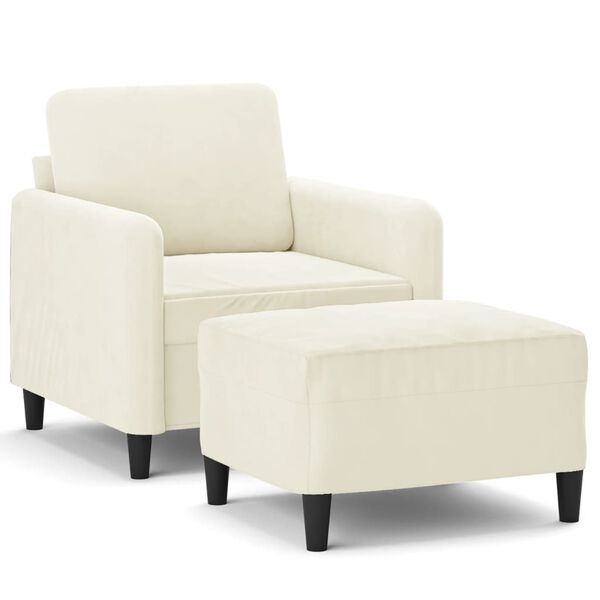 vidaXL Sofa Chair with Footstool Cream 23.6" Velvet