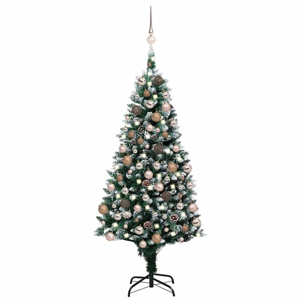 vidaXL Artificial Pre-lit Christmas Tree with Ball Set&Pine Cones 59.1"