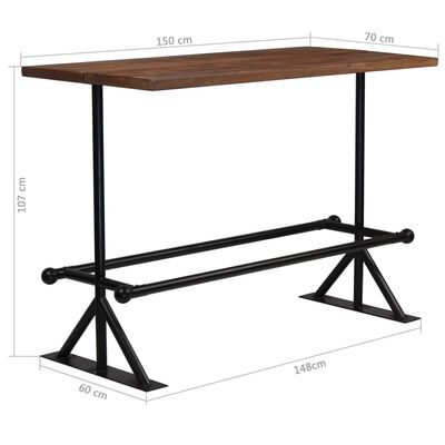 vidaXL Bar Table Solid Reclaimed Wood Dark Brown 59.1"x27.6"x42.1"