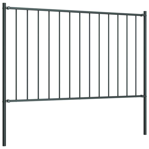 vidaXL Fence Panel with Posts Powder-coated Steel 5.6x4.1' Anthracite