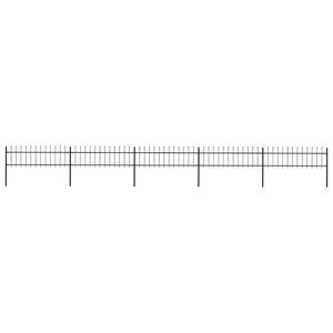 vidaXL Garden Fence with Spear Top Steel 351.3"x23.6" Black