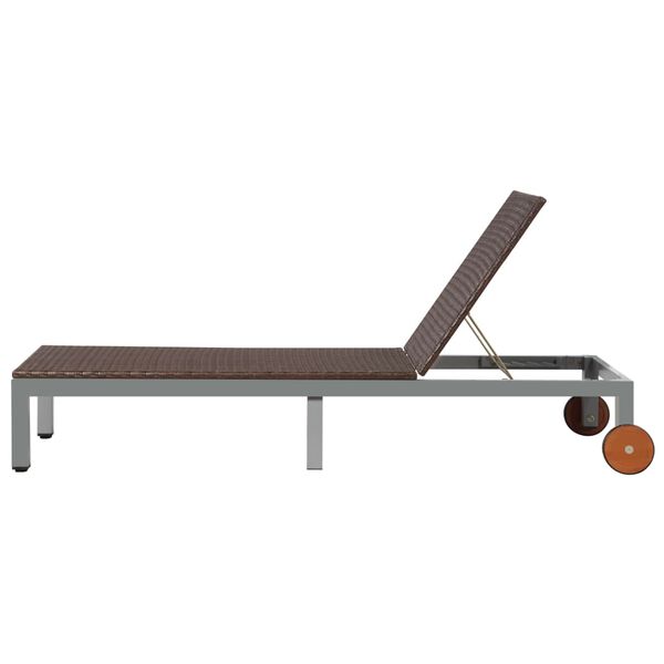 vidaXL Sunlounger Brown Polyethylene rattan, powder-coated steel