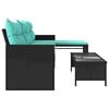 vidaXL Garden Sofa Black sofa with blue cushions