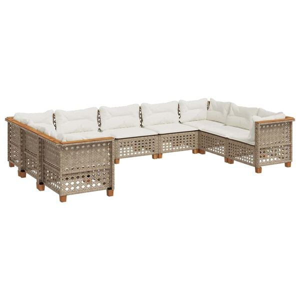 vidaXL Garden Sofa Set Beige PE rattan Large configuration Modular