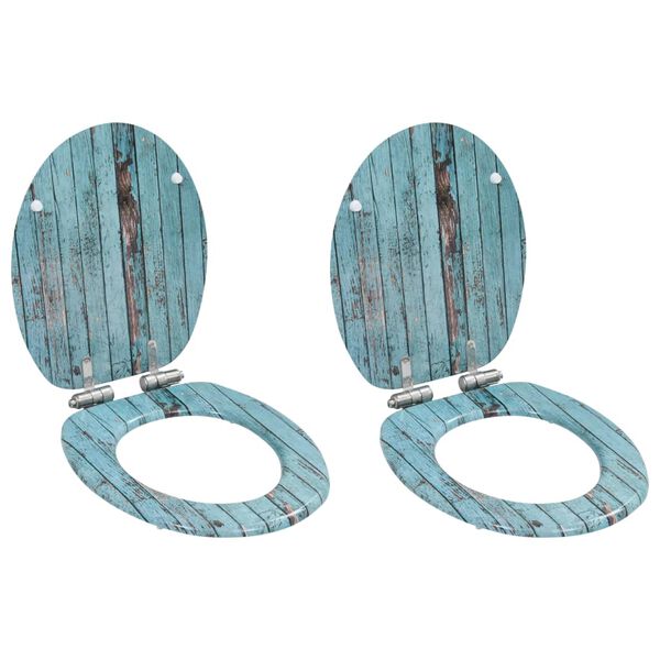 vidaXL WC Toilet Seats 2 pcs with Soft Close Lids MDF Old Wood Design (2x143931)
