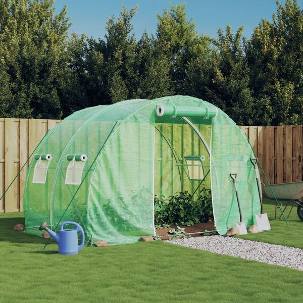 vidaXL Greenhouse Green Polyethylene and galvanized steel Large