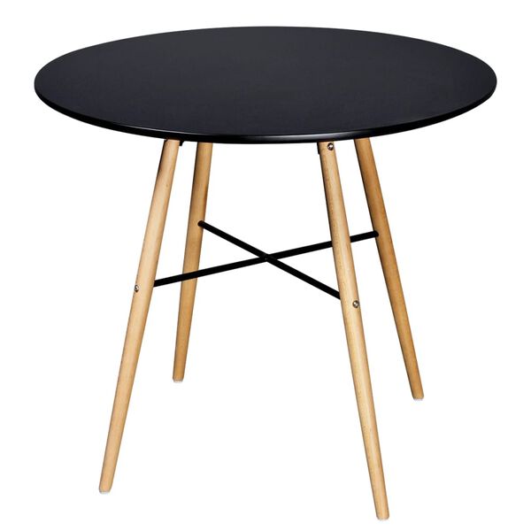 vidaXL Kitchen Table Matte black MDF top, solid beech wood legs
