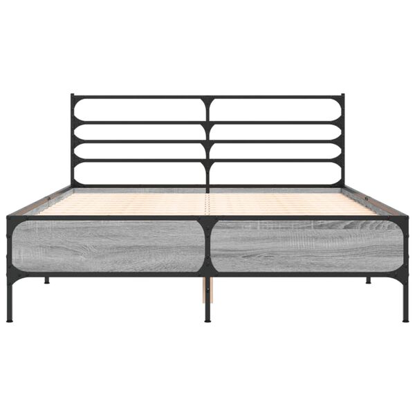 vidaXL Bed Frame Gray Sonoma Engineered wood, metal, plywood