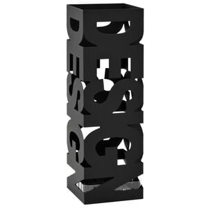 vidaXL Umbrella Stand Black Powder-coated steel Medium Decorative Inlays