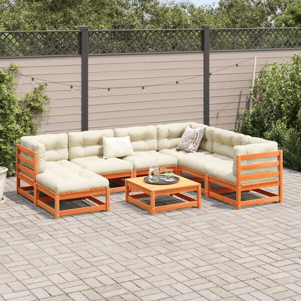 vidaXL Garden Sofa Set Wax brown and cream