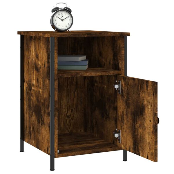 vidaXL Bedside Cabinet Smoked Oak Engineered wood 15.7x16.5x23.6 in
