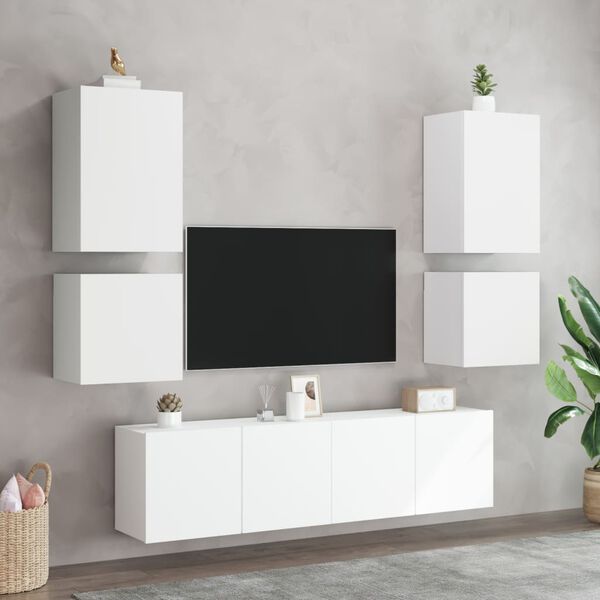 vidaXL TV Wall Cabinet Set of 2 White Engineered Wood Medium