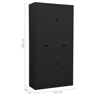 vidaXL Office Cabinet Anthracite 35.4"x15.7"x70.9" Steel