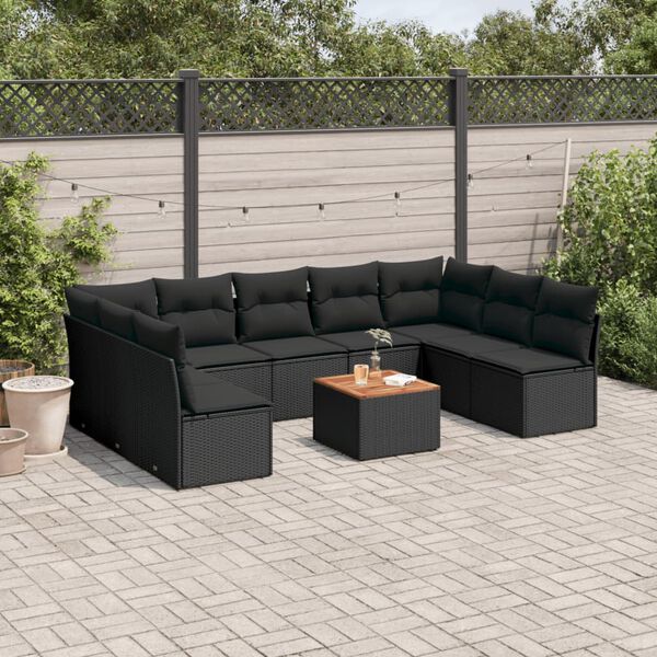 vidaXL Garden Sofa Set Black
