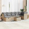 vidaXL Garden Sofa Set Beige Poly Rattan Large Water-resistant materials