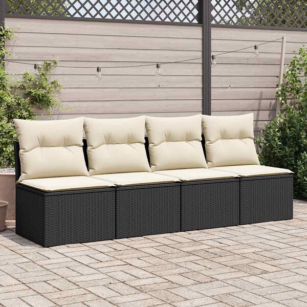 vidaXL Garden Sofa Set Black, Cream White