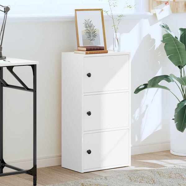 vidaXL Bookcase White Engineered Wood Bookcase Rectangular Modern