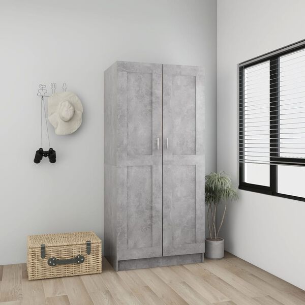 vidaXL Wardrobe Concrete Grey Engineered Wood Compact Wardrobe