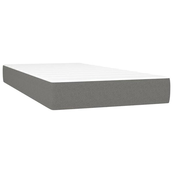 vidaXL Box Spring Bed with Mattress Dark Gray 39.4"x74.8" Twin Fabric