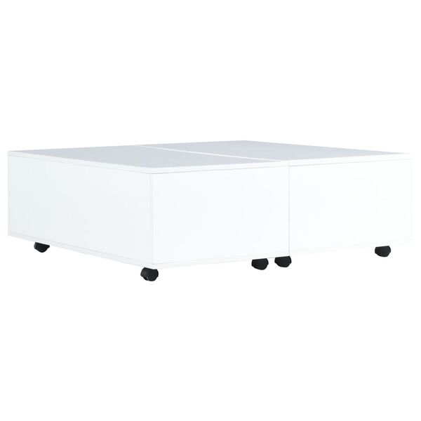 vidaXL Coffee Table High Gloss White Engineered Wood 39.4 x 39.4 x 13.8 in