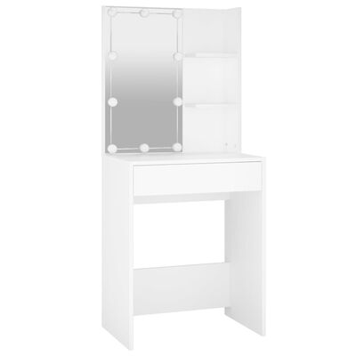 vidaXL Dressing Table with LED White 23.6"x15.7"x55.1"