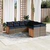 vidaXL 8 Piece Garden Sofa Set with Cushions Grey Poly Rattan
