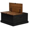 vidaXL Storage Chest Black Solid Pine Wood, Metal Medium Storage Chest