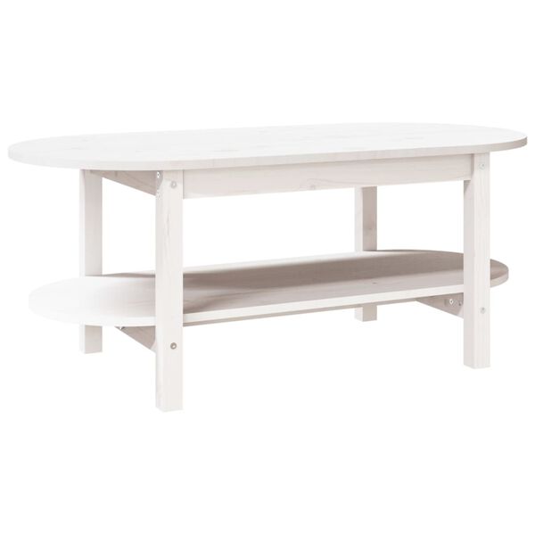 vidaXL Coffee Table White Solid pine wood Coffee Table Oblong Rustic