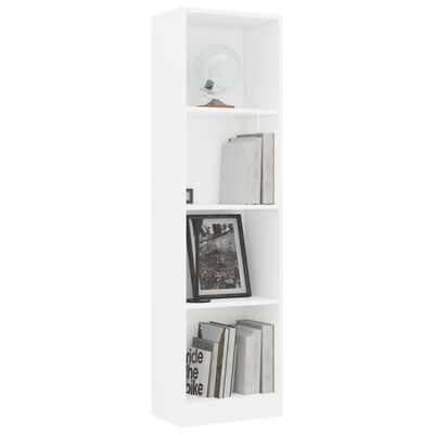 vidaXL 4-Tier Book Cabinet White 15.7"x9.4"x55.9" Engineered Wood