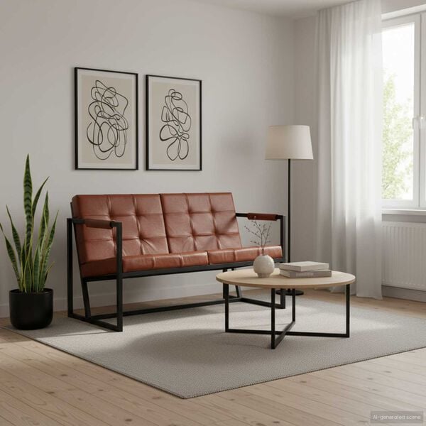 vidaXL Sofa Brown Real goat leather 45.3 in x 24 in x 29.5 in Durable