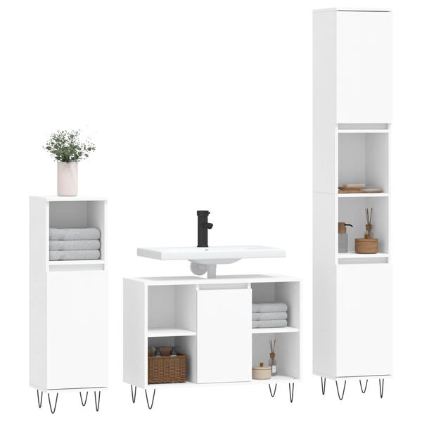 vidaXL Bathroom Furniture Set White Engineered Wood, Iron