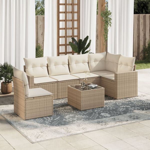 vidaXL Garden Sofa Set Beige PE rattan Multiple pieces Modular