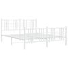 vidaXL Bed Frame White Steel 63 x 79 in Bed Frame Rectangular