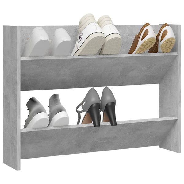 vidaXL Wall Shoe Cabinet Concrete gray Engineered wood Compact