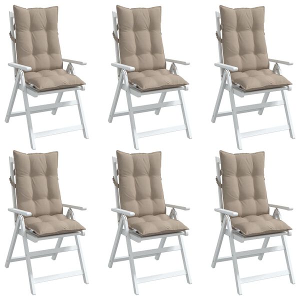 vidaXL Highback Chair Cushion Set of 6 Taupe