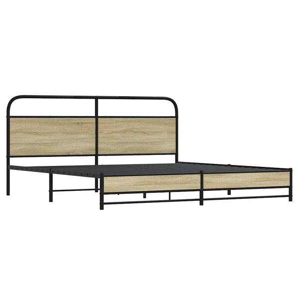 vidaXL Bed Frame Sonoma Oak Steel Full Durable Bed Frame Rectangular