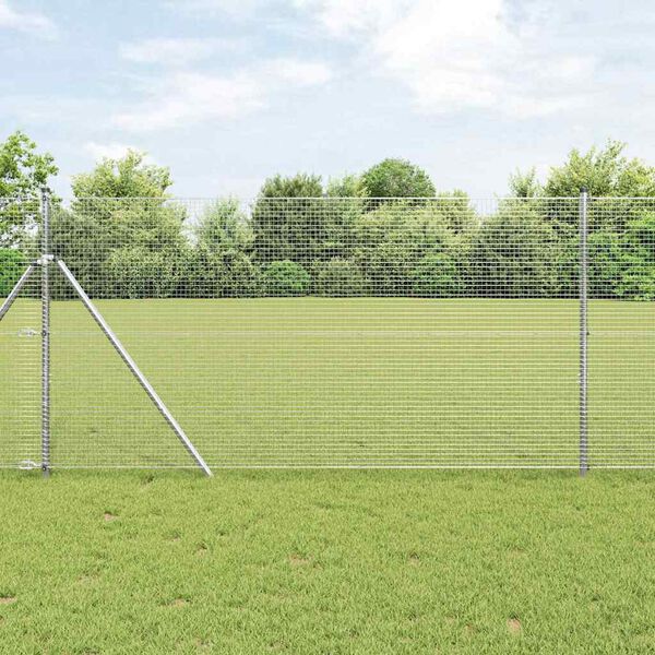 vidaXL Fence Post Silver 32.81 x 3.28 ft (0.75 x 0.75 in mesh) Steel