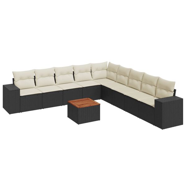 vidaXL Garden Sofa Set Black, Cream White