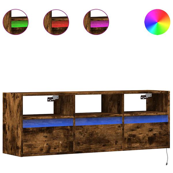 vidaXL TV Wall Cabinet Smoked Oak Engineered Wood Medium TV Wall Cabinet