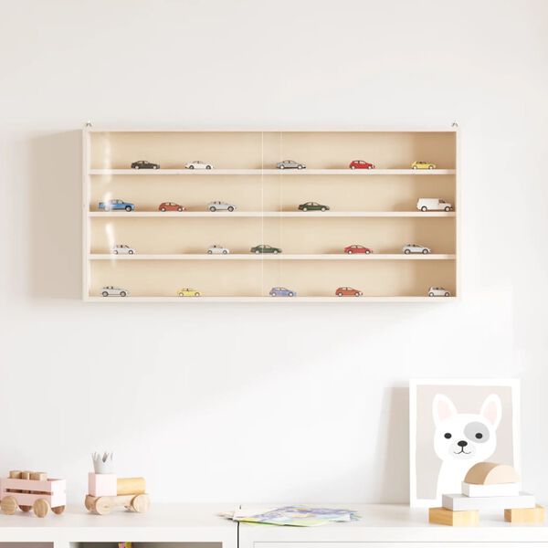 vidaXL Wooden Collector's Display Case Wooden Brown Plywood Large