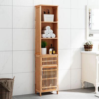 vidaXL Bathroom Cabinet 16.5"x11.4"x71.7" Solid Wood Walnut