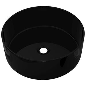 vidaXL Basin Ceramic Round Black 15.7x5.9"