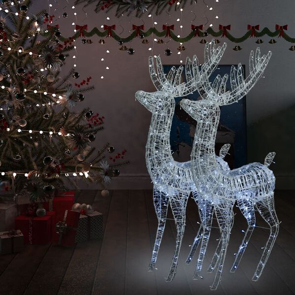 vidaXL Christmas Reindeer Set of 2 Cool White Acrylic XXL