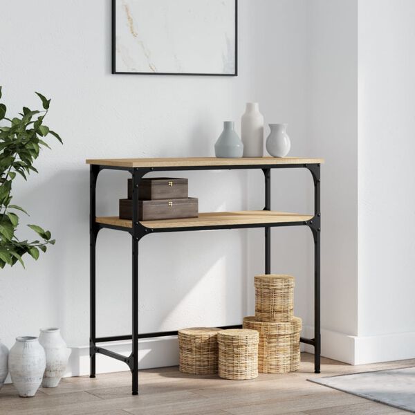 vidaXL Console Table Sonoma Oak 29.5x14.0x29.5" Engineered Wood
