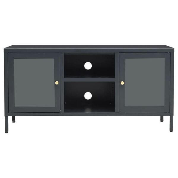 vidaXL TV Cabinet Anthracite Anthracite powder-coated steel, tempered glass