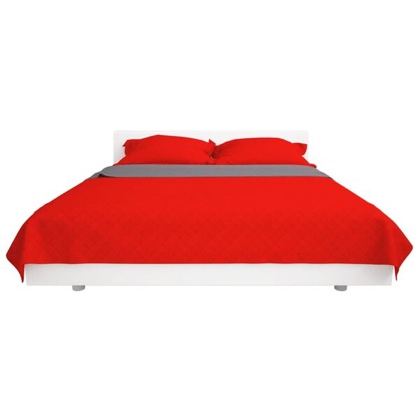 vidaXL Bedspread Red and Gray Microfiber with PP cotton filling